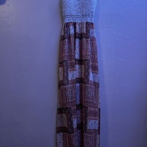 J for Justify White and Brown Maxi Dress